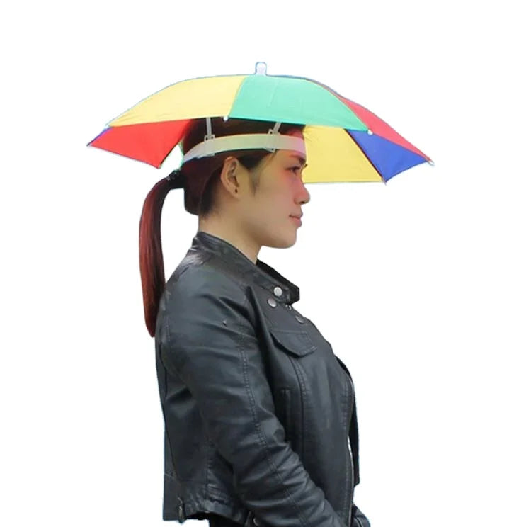Wholesale Head Umbrella Hat Headwear Umbrella for Fishing Hiking Beach Camping Cap Head Hats Outdoor Sun-proof Custom logo