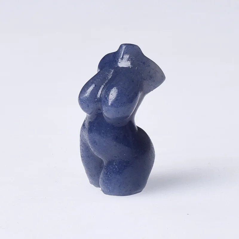 HZ Wholesale Crystal Women Shape Blue Aventurine Crystal Torso Statue Carved Goddess Model Body