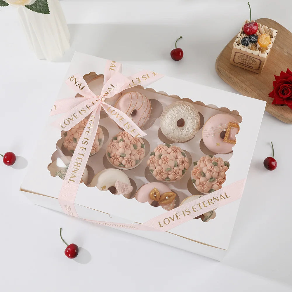 Hot Selling Small Cheese Mousse Cupcake Box Doughnut Packing Boxes With Window