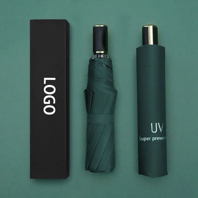 Custom Luxury Classic Pongee Sun Umbrella for Adults 3-Fold Travel Ready Glass Fiber Ribs Manual Umbrella Wholesale Paraguas