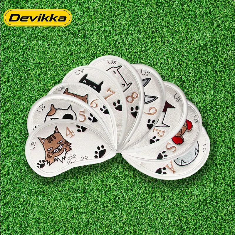Devikka Konday OEM Customizable Waterproof PU Leather Lightweight White Golf Iron Headcover Set Custom Logo HC-09B