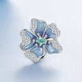 925 Sterling Silver Enamel Process Pave Setting CZ Rhodium Plated  Fine Jewelry Flower Minimalist Silicone Beads