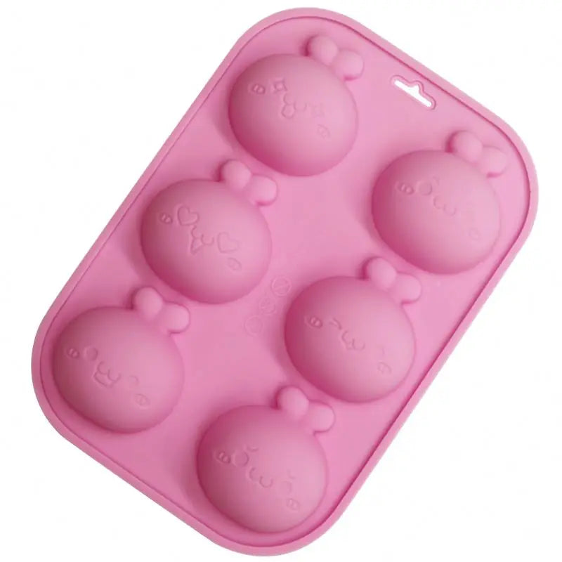 683 6 Hole Cartoon System Dumpling Character Cute Silicone Cake Mold Rice Cake Mould Easy Washing Soap Mold Cake Tools