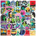 Newly 50pcs Trendy ET UFO Decals for Teens Skateboard Phone case Laptop Cool Mysterious Aliens Sticker