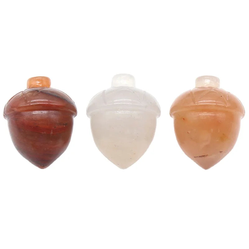 DIY Wholesale Selling Natural Red Aventurine Small Pinecone Carving Hand Carved Mini Hazelnut Carving Christmas Decoration