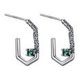 Irregular Retro Style Ladies Fashion Jewelry Round Cut Green Cubic Zirconia 925 Sterling Silver Stud Earrings for Women's Gift