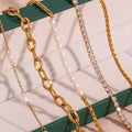 Fashion Jewelry Anklets 18k Gold Plated Stainless Steel Fresh Water Pearl Zircon Anklets for Women