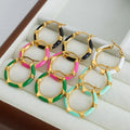 High End Waterproof Gold Plated Stainless Steel Earrings Fashion Multicolor Oil Drip U-shaped Hoop Earrings Boucles Doreilles