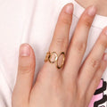 Chris April 316L Stainless Steel PVD Gold Plating Oval Loops Ring