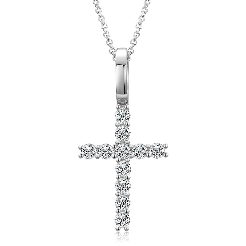 New Classic Gothic Cross Pendant Men Jewelry Hip Hop 18K Gold Plated 925 Sterling Silver Moissanite Cross Pendant Necklace