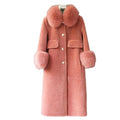 Jtfur Wholesale Wool Trench Fur Garment Women Winter Coats Ladies Fur Collar Sheep Wool Fur Coat