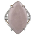 Silver Engagement Rings for Women with Natural Rose Quartz Stone Adjustable Fashion Rings for Female Girls