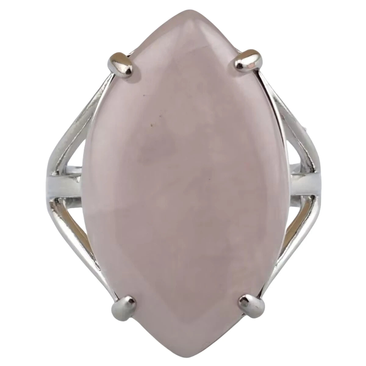 Silver Engagement Rings for Women with Natural Rose Quartz Stone Adjustable Fashion Rings for Female Girls