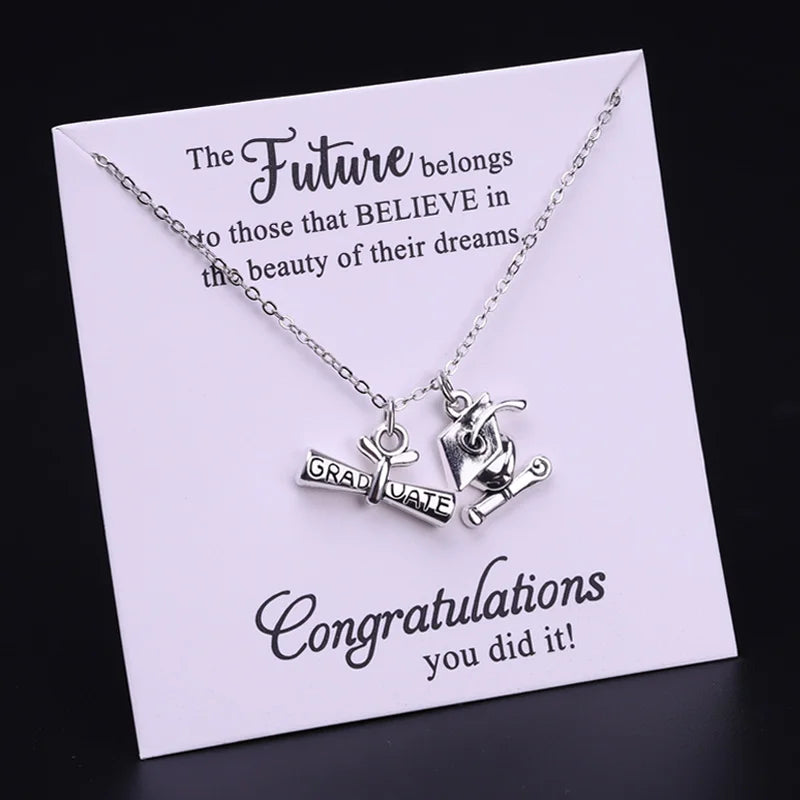 Graduation Gift Senior 2020 2021 2022 College High School Inspirational Graduate Dainty Compass Charm Friendship Necklace