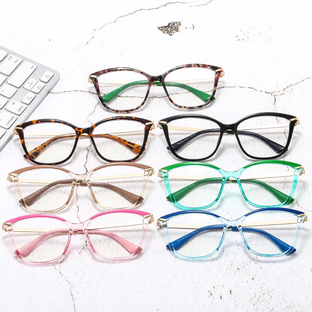 New Anti Blue Light Glasses Retro Square Personality Cat Eye Glasses Optical Frame