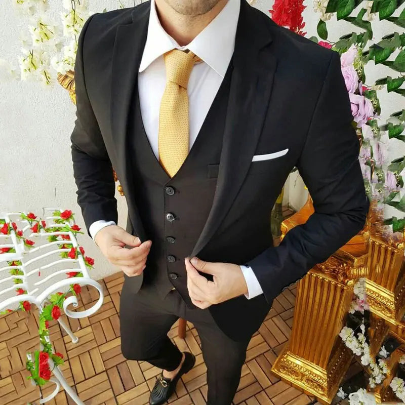 New Black White Men Suits 3 Pieces Tuxedo Groom Suits for Men Wedding Business Man Blazer Terno Masculino Traje De Hombre