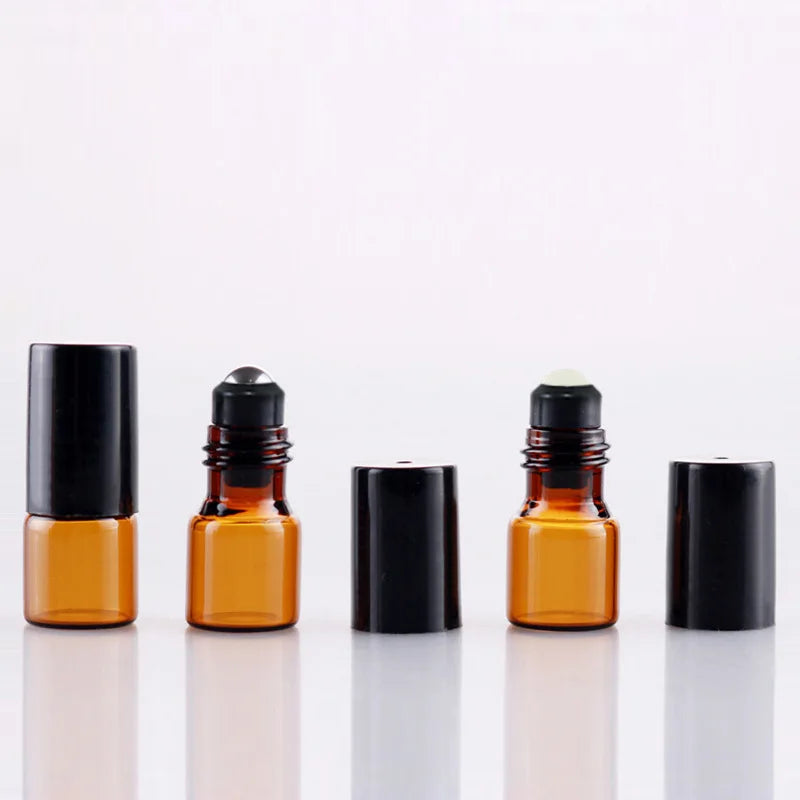 2mL 3mL 5mL 10mL Tawny Glass Essential Oil Bottles with Ball Bearing for Cosmetics