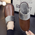 Fashion PU Slippers for Men and Women Non-Slip Waterproof Winter Warm Slippers