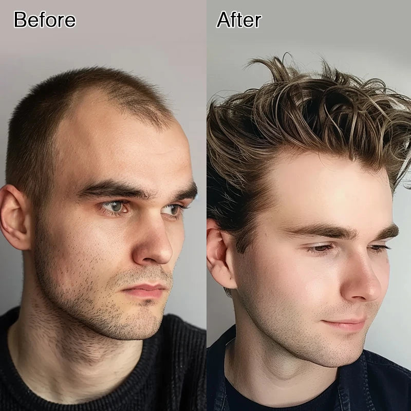 Male Replacement System Capilar Super 0406 0608 Thin Skin Silicone Base Knotted Pu Wigs Hair Patch