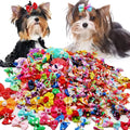 Sweet Small Dog & Cat Hair Bows with Rubber Bands-100% Polyester Winter Puppy Grooming Accessories