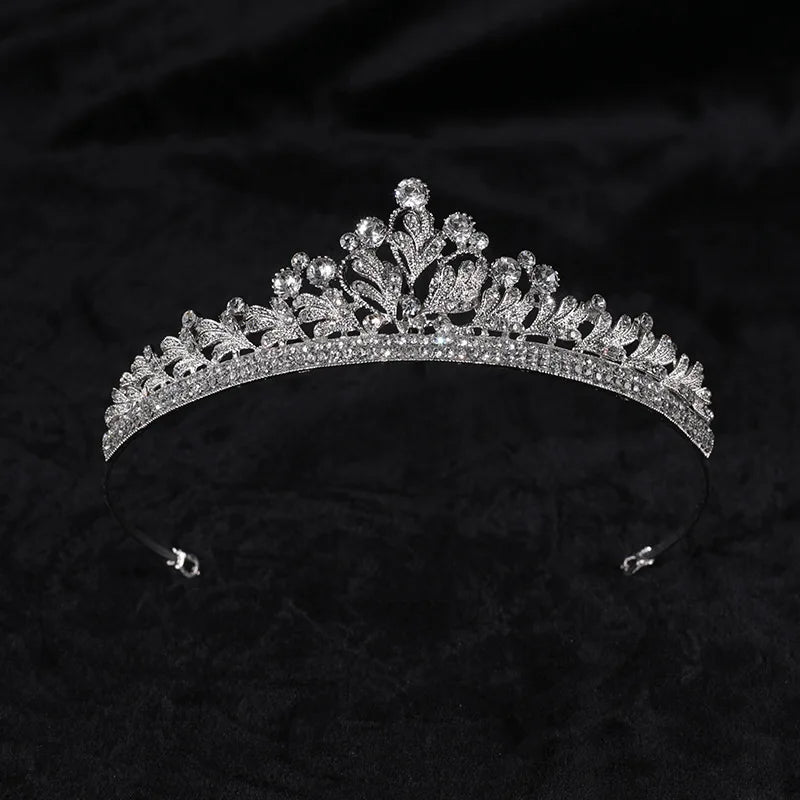 Princess Crystal Round Wedding Crown Headband Bride Hair Accessories for Weddings