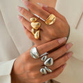 3Pcs/Set Trendy Smooth Geometric Irregular Stackable Ring for Women Elegant Ladies Water Drop Finger Rings Fashion Jewelry Gifts