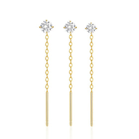 Fashion Earrings Set Jewelry 925 Sterling Silver Four Claw Paw Diamond Zircon Tassel Chain Gold Plated Stud Earrings for Women