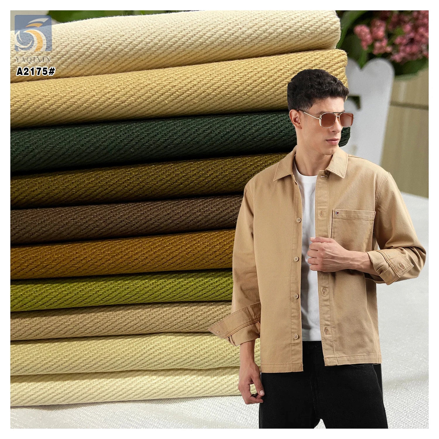 A2175-1 300gsm China Factory Stock Lot Solid Heavyweight Thick 10s Cotton Twill Fabric by the Meters