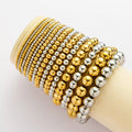 Fashion Handmade 18K Gold Plated Beaded Bracelets Waterproof Stretch Beads Stainless Steel Solid Bracelet Jewelry YF3490