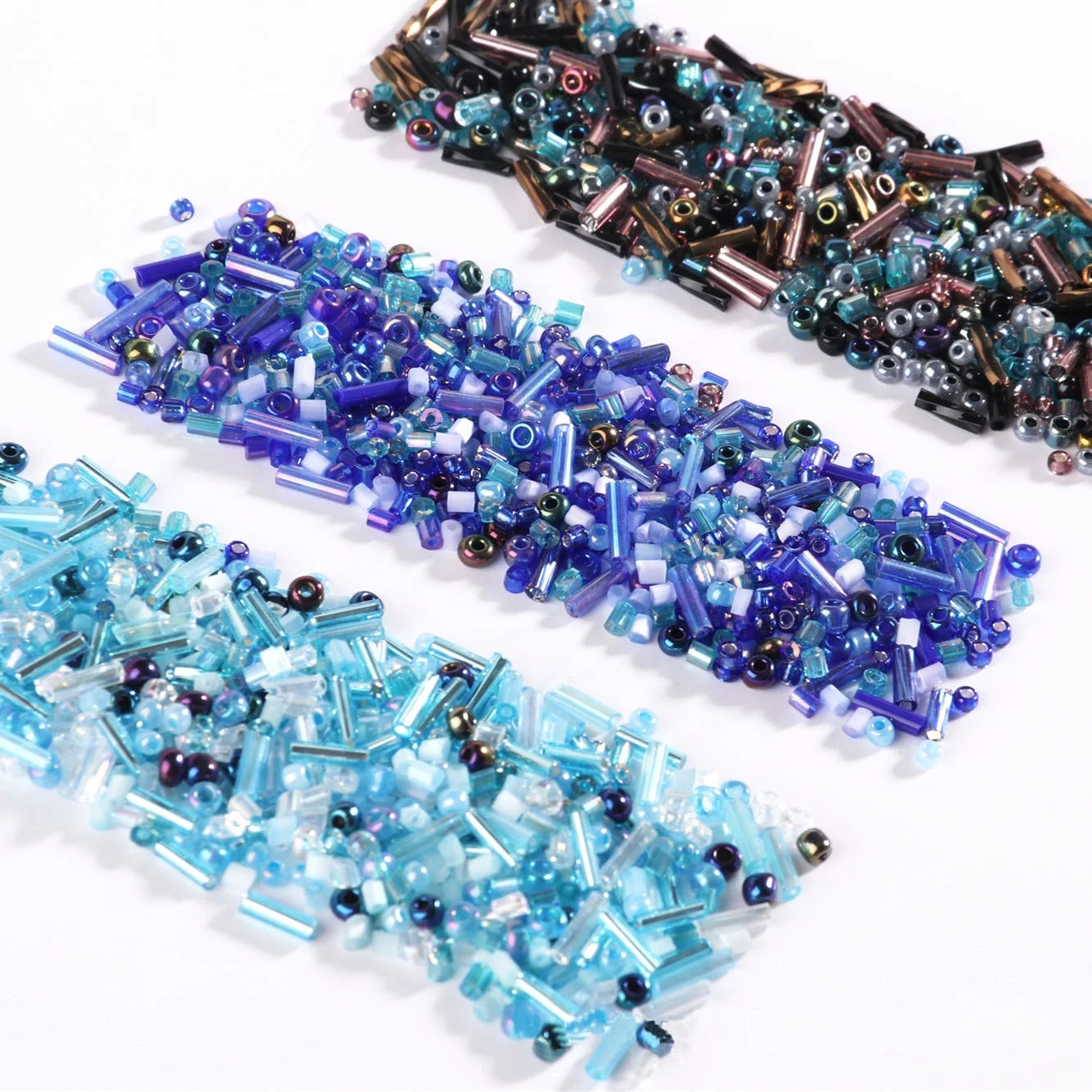 HFour Factory Wholesale 3D Glass Seed Beads 12 Colors Mix Sizes Flatback for Jewelry Making Sew-On Loose Rhinestones for Bags