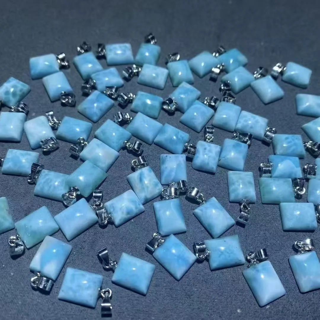 Wholesale Fashion Custom Natural Healing Stones Jewelry 925 Silver Larimar Pendant Necklace