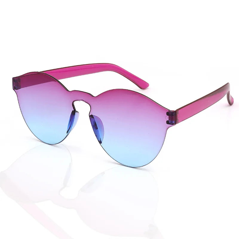 2021 Newest Fashion Rimless Jelly Candy Color Trendy Sunglasses Women Men Eyewear Shade Sun Glasses Wholesale Custom Goggles