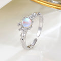 Fine Jewelry 925 Sterling Silver Moonstone Open Ring Women Fashion Natural Stone Adjustable Ring