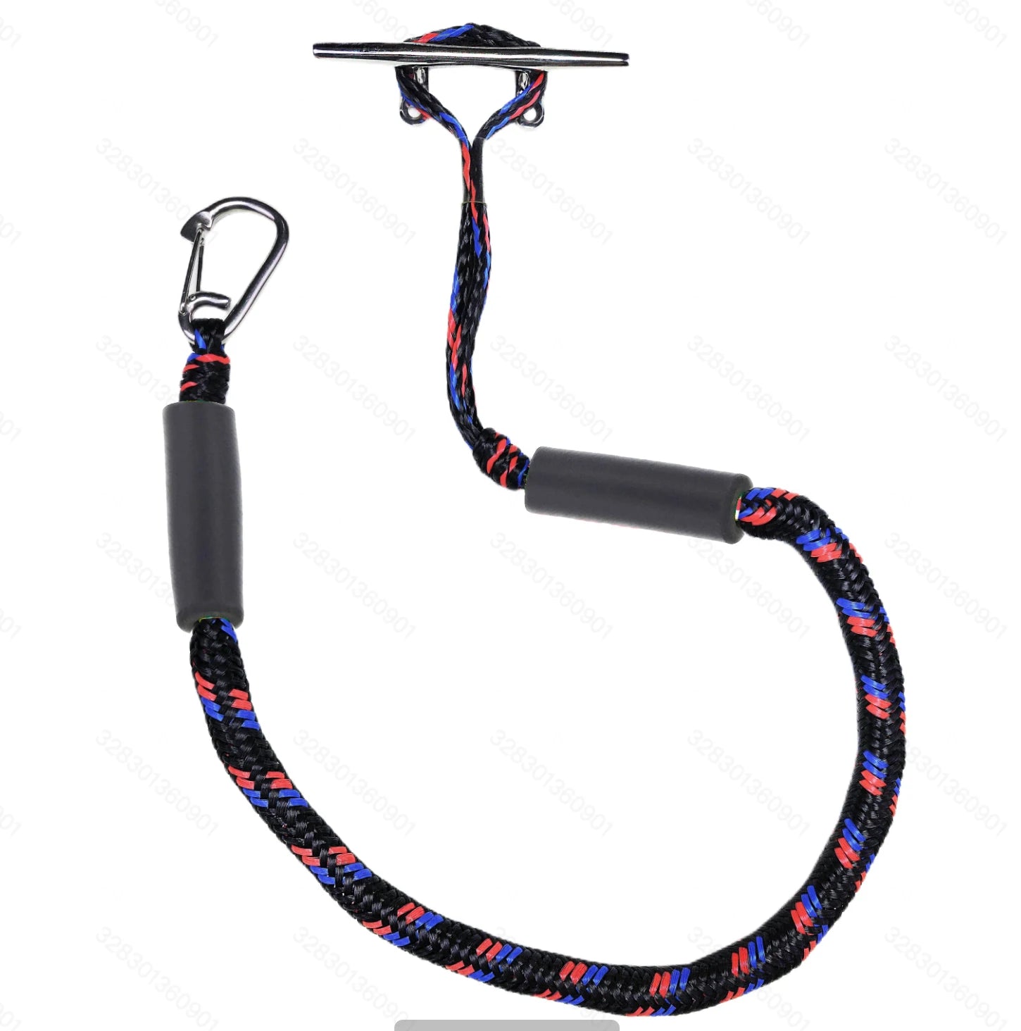 4ft 2200lbs Polyethylene Bungee Dock Line Tie Rope with Foam Float 316 Stainless Steel Hook for Boats Model BR-09