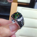 Silver 925 Original 5 Carat Brilliant Cut Genuine Pass Diamond Test Dark Green Moissanite Ring for Men Wedding Gift Fine Jewelry