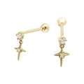 9k Solid Gold Earrings Women Fine Jewelry Cubic Zircon Cross Earring 9k Real Gold Fashion Earring