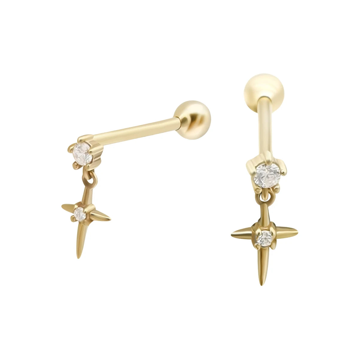 9k Solid Gold Earrings Women Fine Jewelry Cubic Zircon Cross Earring 9k Real Gold Fashion Earring