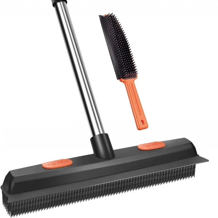 Pet Cleaning Products Rubber Broom Pet Hair Removal Tool Carpet Rake Floor Brush With Squeegee Home Cleaning Supplies
