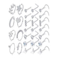ZF 29pcs/set Small Cute Stainless Steel & Copper Nose Rings 20G L-Shaped Women's Piercing Jewelry Hypoallergenic for Weddings