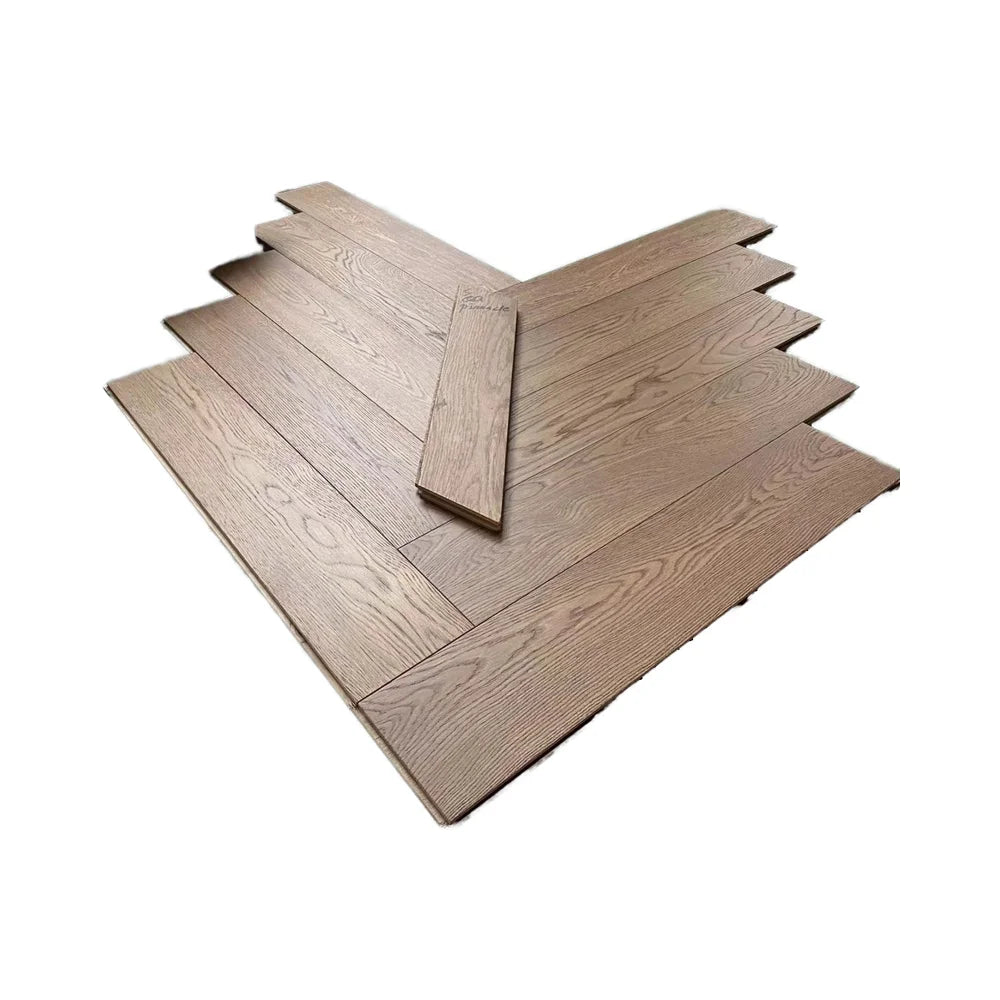 Modern-Style Luxury White Brushed Oak Engineered Timber Flooring 15mm Thick UV Coated for Indoor Living Room Use
