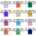 Dylam Sterling Silver Jewelry Wedding Band Radiant Cut Fashion Fine 8A Cubic Zirconia Diamond Engagement Promise Eternity Ring