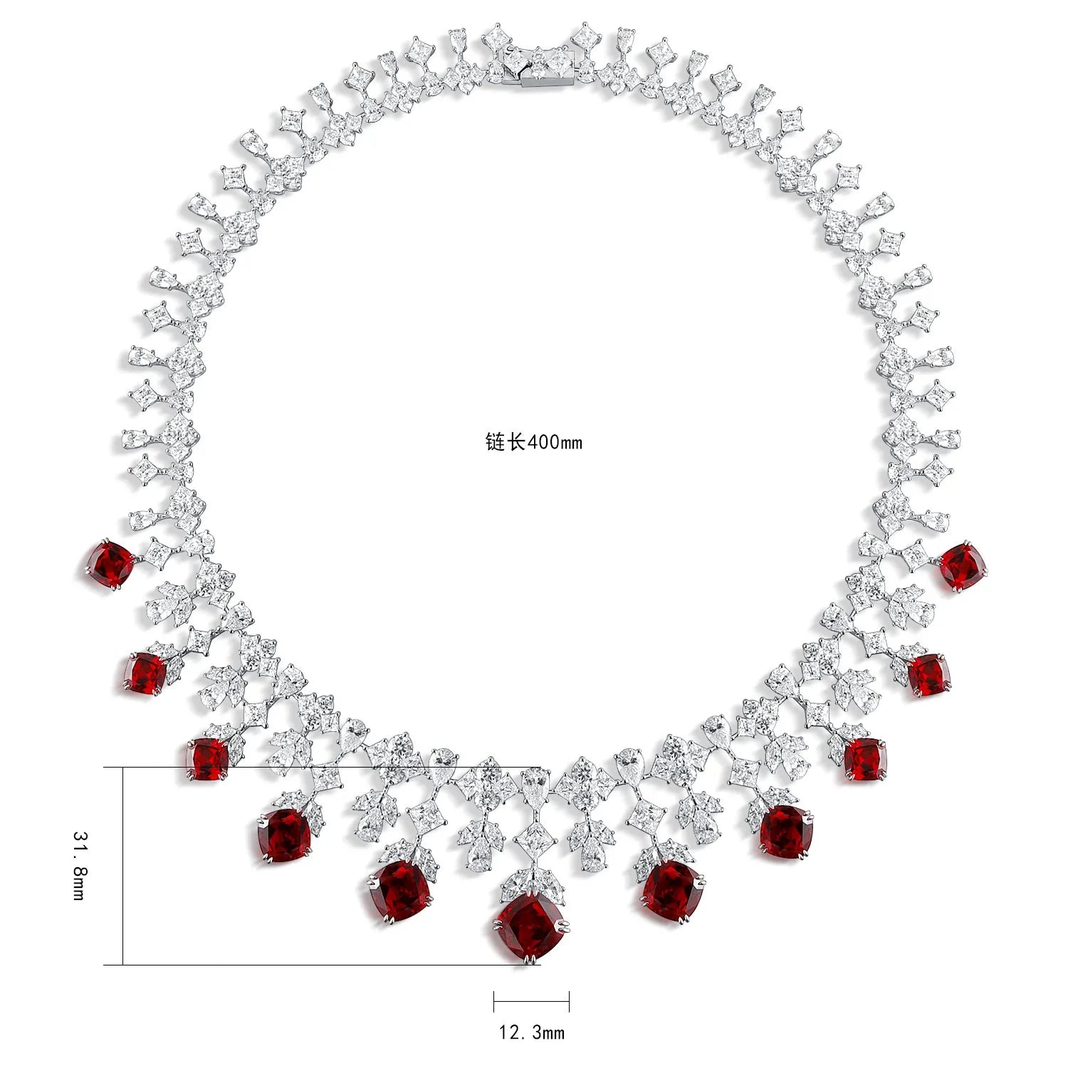 Dubai Exquisite Jewelry 925 Sterling Silver Lab Grown Ruby Necklace Classic Unique Design Best Gift for Your Partner