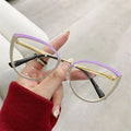 2024 Anti Blue Light Metal Cat Eye Transparent Spectacle Anti Blue Light Female Photochromic Glasses Frame Spectacles Eyeglasses
