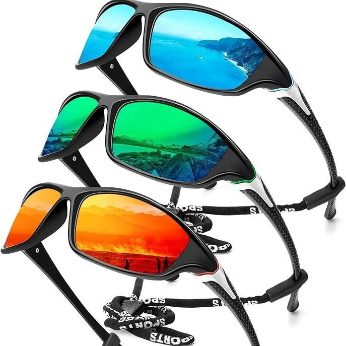 Custom Logo Fashion Sports Riding Sunglasses Driving Shades Male Sun Glasses UV400 Polarized Riding Fishing Sunglasses Men