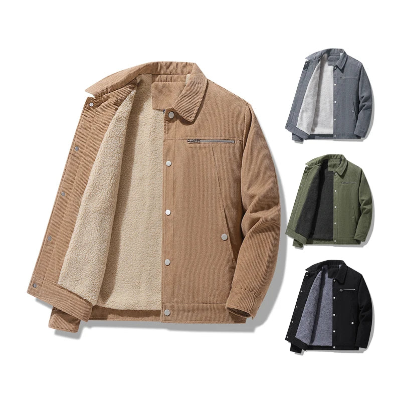 Hot Sales Winter Fleece Lining Warm Classic Corduroy Shirt Jacket Men Quality Costumes Jacket for Casual Coat