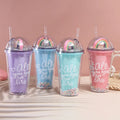 Wholesale 16oz Plastic Double Wall Tumblers Custom logo Drinking Water Tumblers with Straw