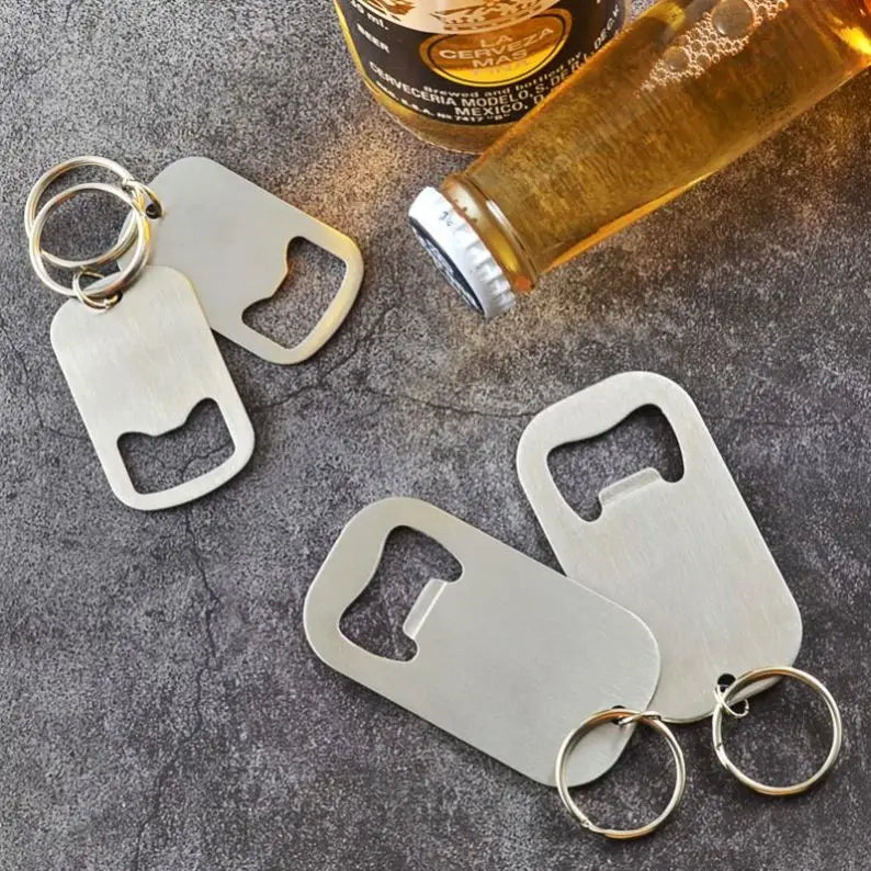 Wholesale Promotion Bottle Opener Keychain Beer Opener Keychains Laser Custom Sublimation Blank Stainless Steel Metal Key Chains