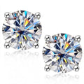 Classic 4-Prong Moissanite Earrings R.GEM. Wholesale Women Classic Fine Jewelry GRA Certified Rhodium Plated S925 Silver