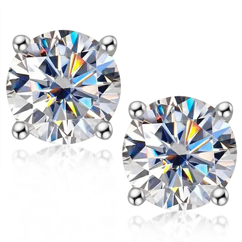 Classic 4-Prong Moissanite Earrings R.GEM. Wholesale Women Classic Fine Jewelry GRA Certified Rhodium Plated S925 Silver