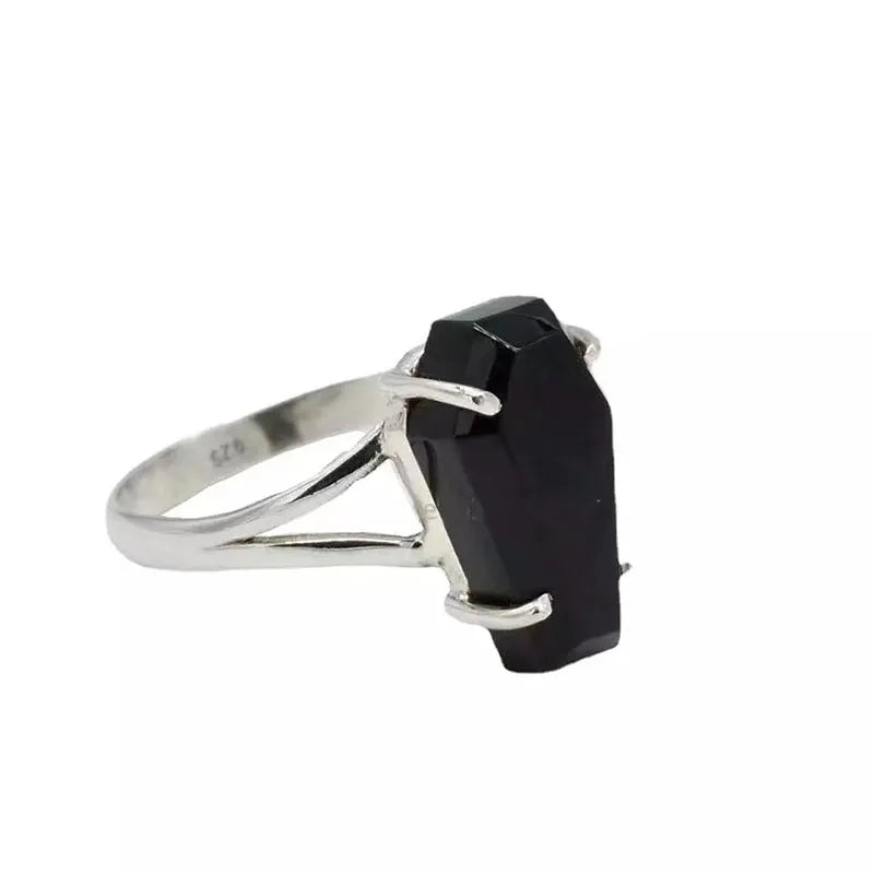 European Punk Ring Jewelry Creative Black Zircon Rings Women Personalize Custom Charm Coffin Rings Men